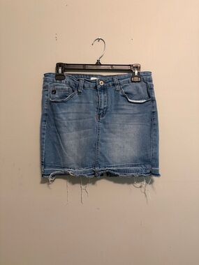 KanCan Light Blue Distressed Denim Mini Skirt